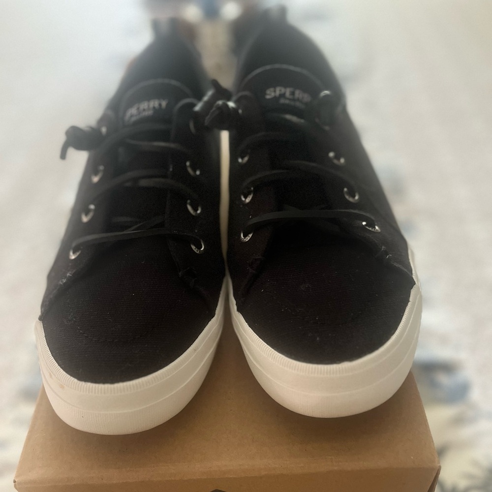 Sperry Crest Vibe Linen Sneakers, Black